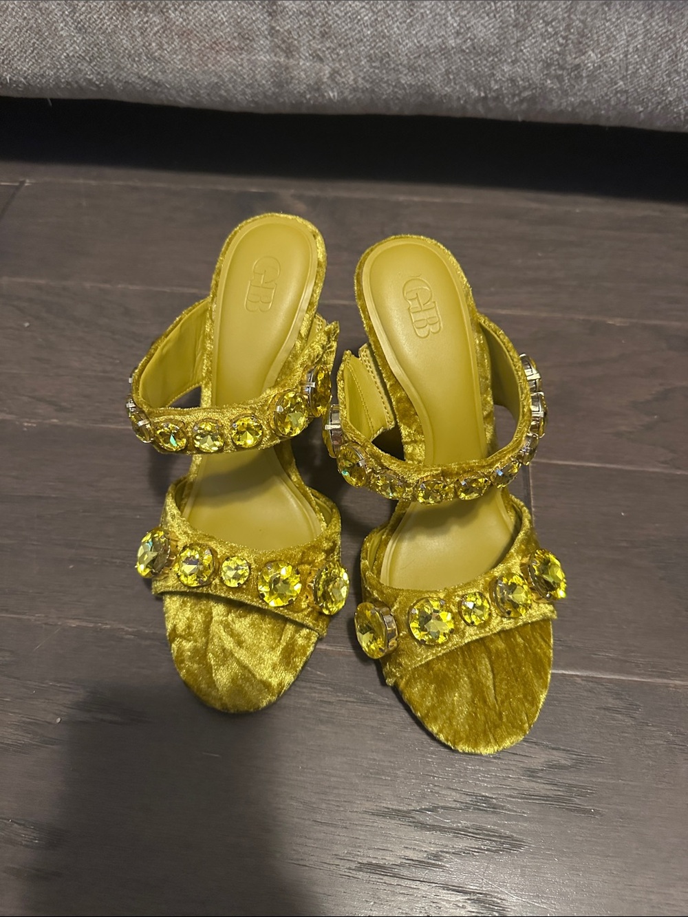 Gianni Bini Crystal-Embellished Velvet Slide Heels